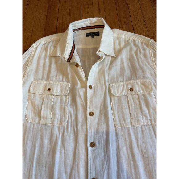 J.L. Powell Shirt Mens 2XL XXL White Cotton Long Sleeve Button Front Pockets - Picture 5 of 8
